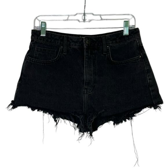 Forever 21 black fringe high rise jeans shorts size 28 - Picture 7 of 7